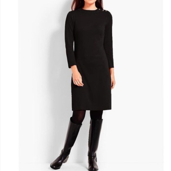 Talbots black long sleeve v back scoop‎ neck sheath dress plus size 20 - Picture 1 of 7